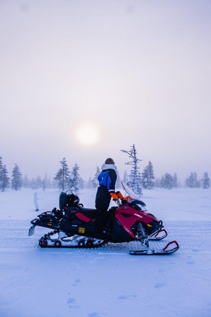Snowmobile in Lapland, Finland